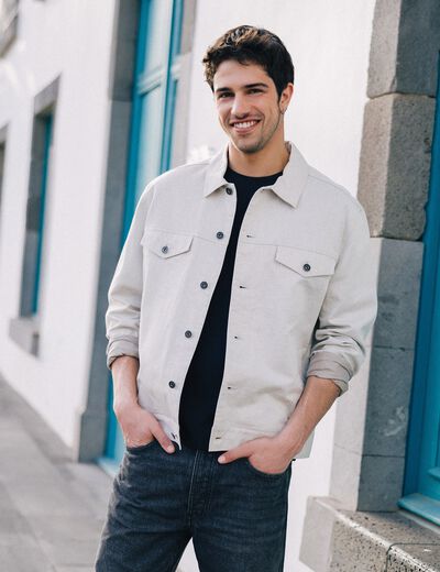 Veste boutonnée sable homme