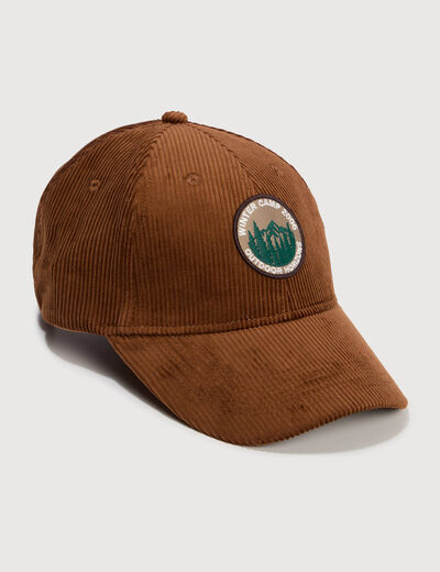 Casquette en velours de coton marron fonc&eacute; homme