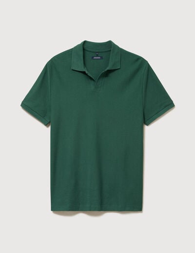 Polo cintr&eacute; manches courtes en coton vert homme