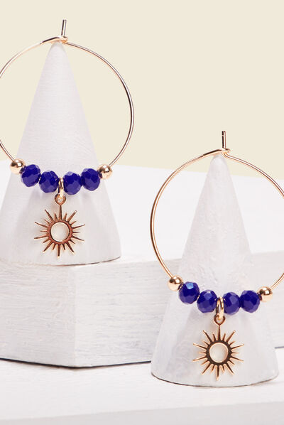 Boucles d'oreilles créoles bleu marine femme