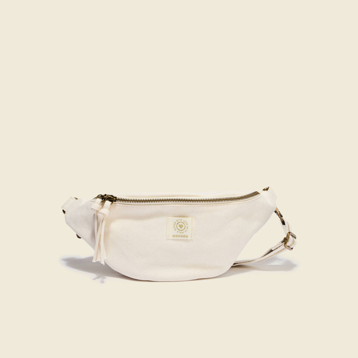 Banane coton sac bandouli&egrave;re ivoire femme