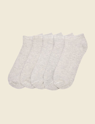 Lot 5 paires chaussettes gris clair homme