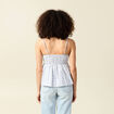 Top col droit à bretelles en coton bleu clair femme