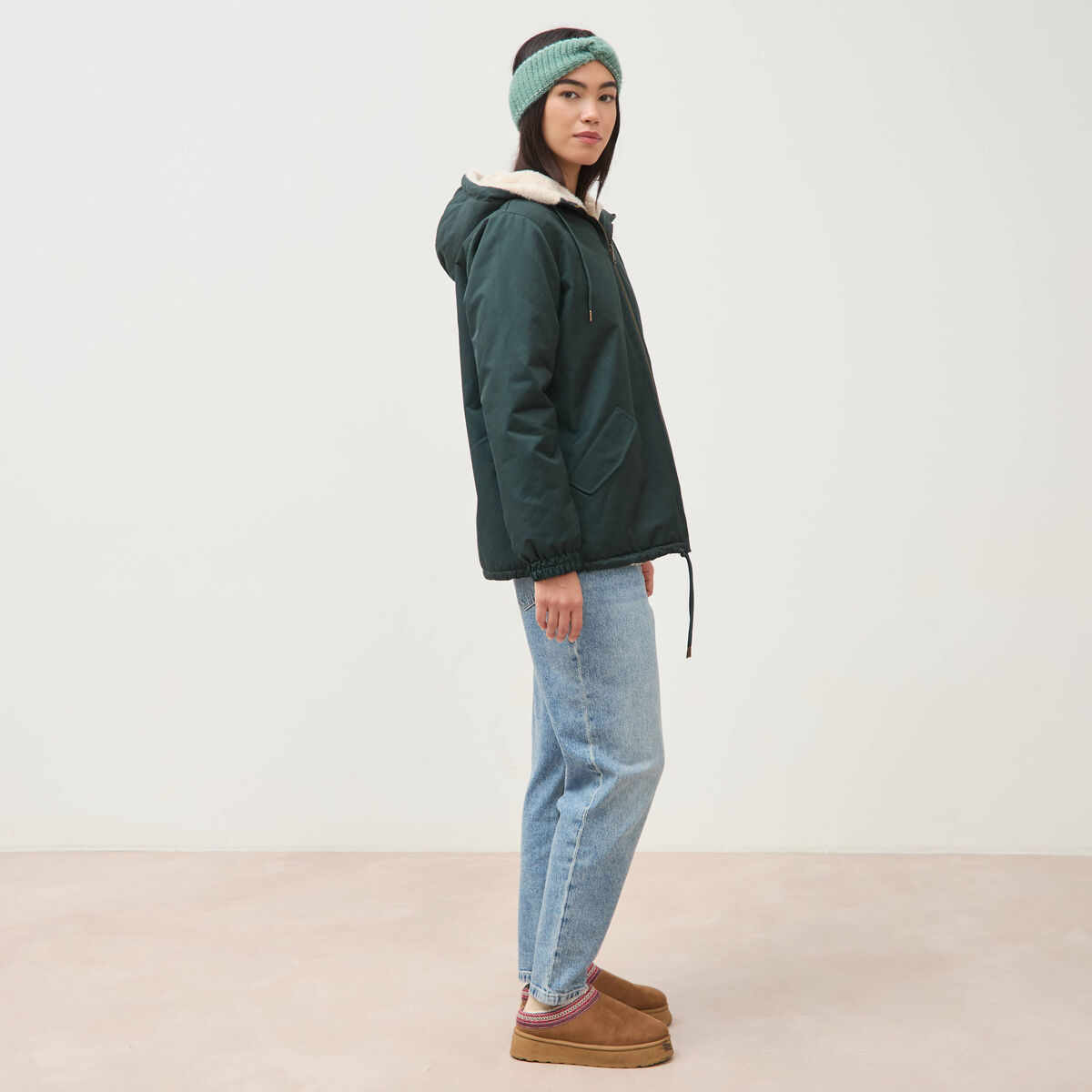 Parka r&eacute;versible vert femme