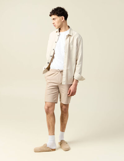 Short droit avec cordon beige homme