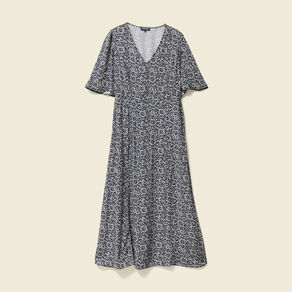 Robe longue trapèze bleu femme