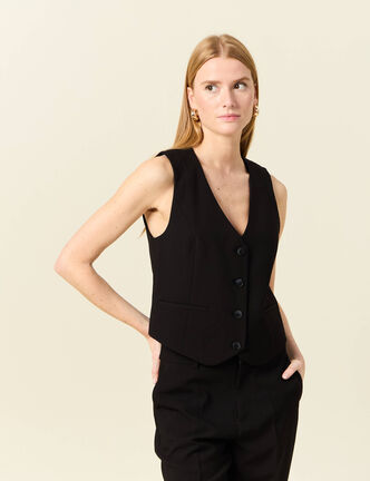 Veston sans manches ajusté noir femme