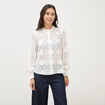 Chemise en dentelle manches longues ecru femme