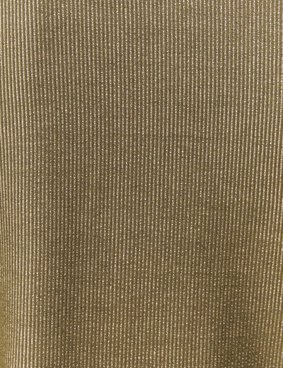 T-shirt manches courtes brillant vert kaki femme
