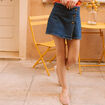 Jupe-short taille haute en jeans denim stone femme