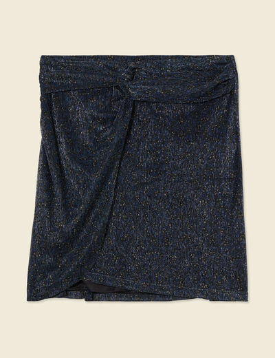 Jupe droite détail effet noué noir femme