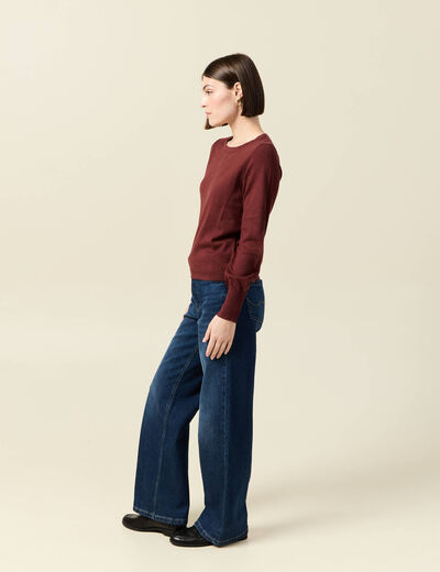 Pull manches longues marron femme