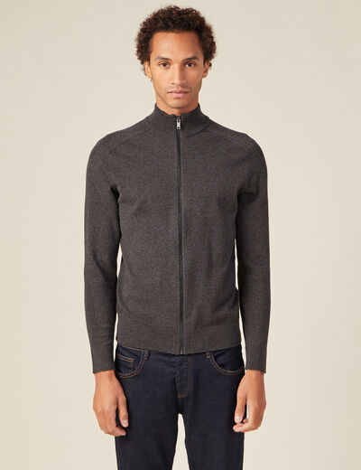 Gilet manches longues zippé gris foncé homme
