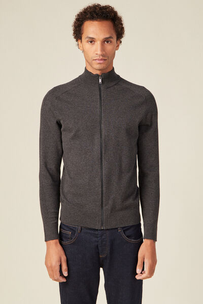 Gilet manches longues zippé gris foncé homme