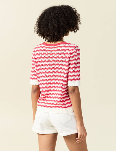 Pull manches courtes rouge femme