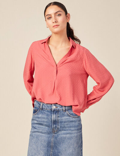 Blouse manches longues terracotta femme
