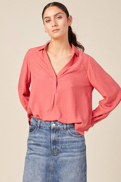 Blouse manches longues terracotta femme