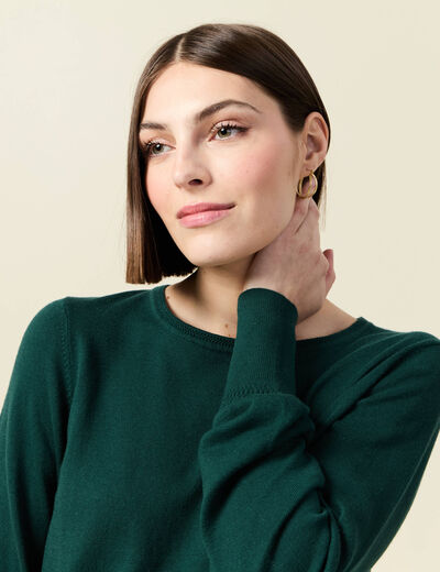 Pull manches longues vert foncé femme