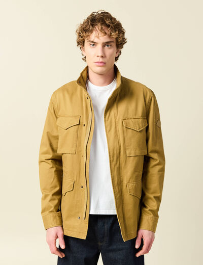 Saharienne col montant manches longues camel homme