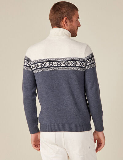 Pull manches longues col roulé ecru homme
