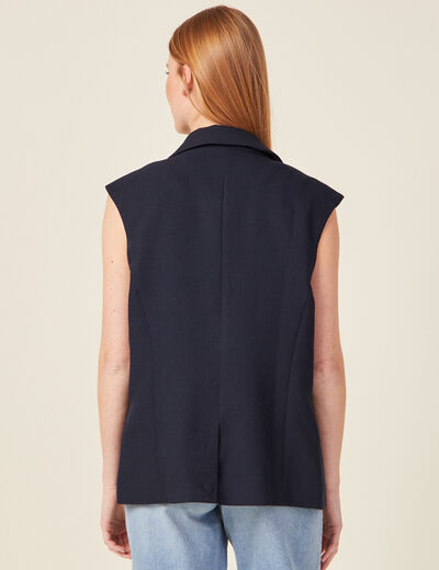 Veste blazer sans manches bleu marine femme
