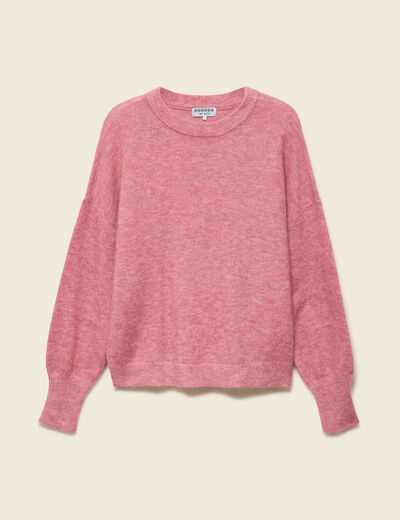 Pull col rond manches longues mauve femme