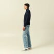 Pull fin col camionneur manches longues bleu marine homme