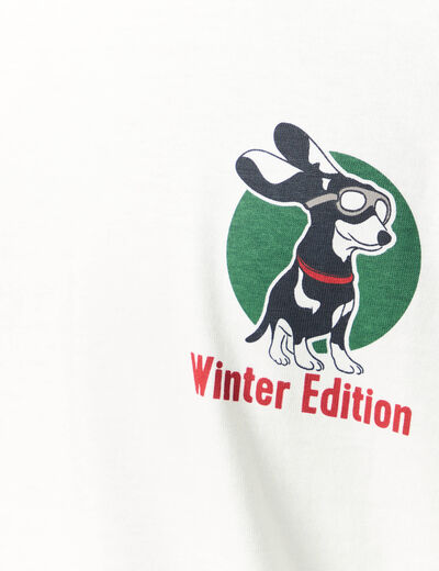T-shirt manches courtes en coton no&euml;l ecru homme