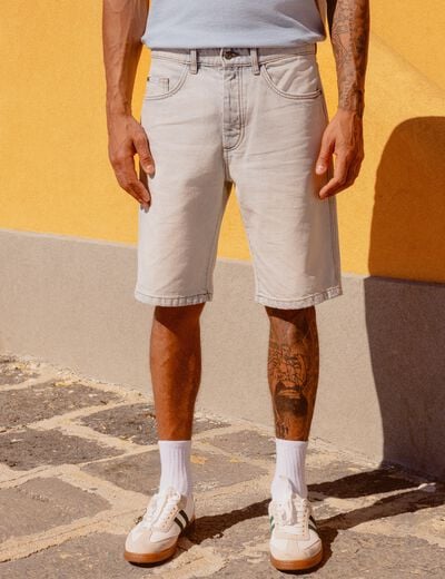 Bermuda droit en jean denim snow bleach homme
