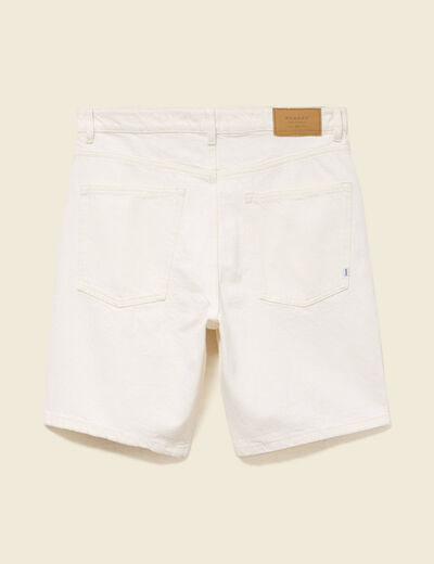 Bermuda en jean coton denim blanc homme