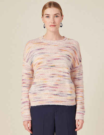 Pull manches longues rose framboise femme