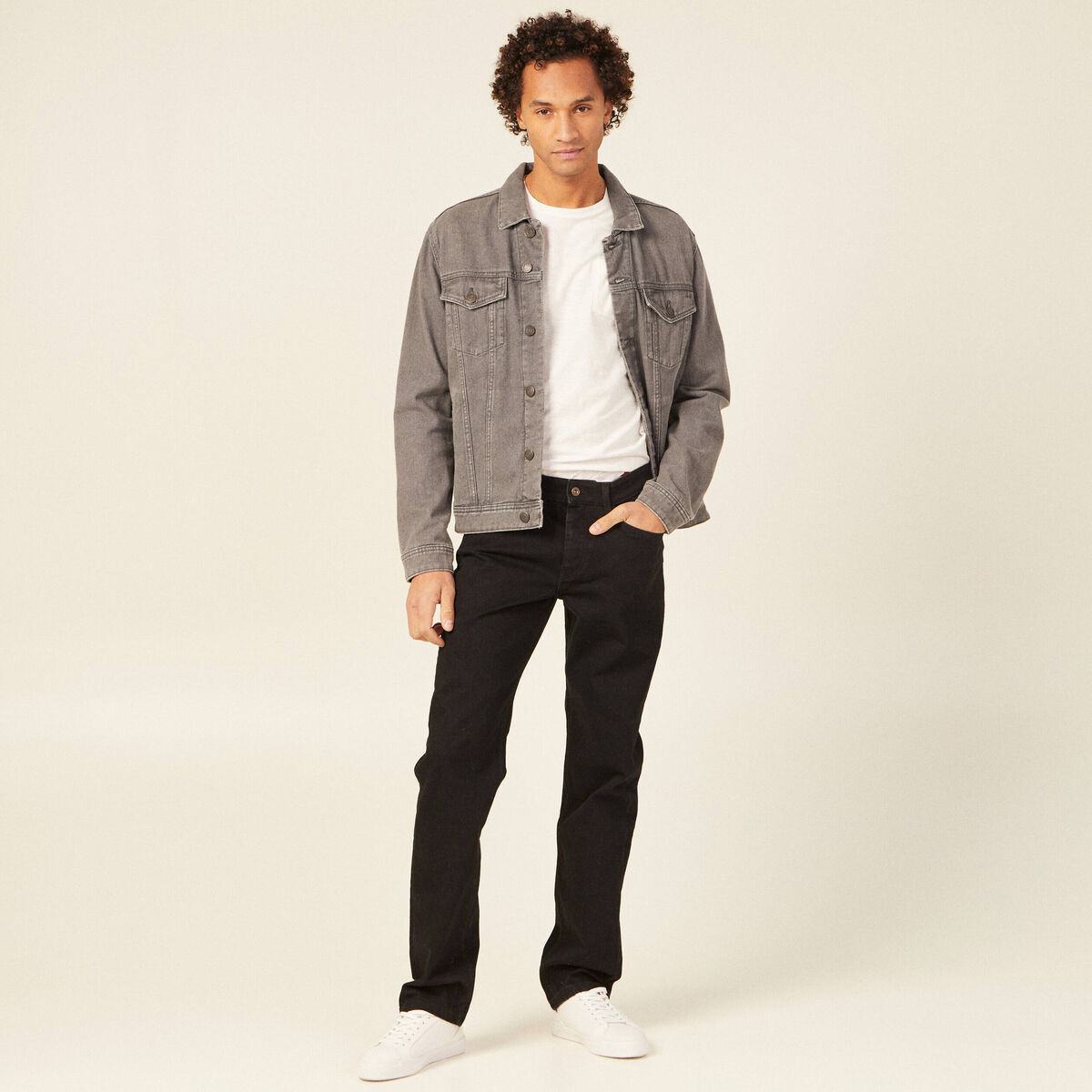 Jeans regular longueur 34 denim noir homme