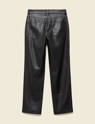 Pantalon taille haute similicuir noir femme
