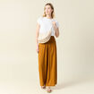 Pantalon large camel femme
