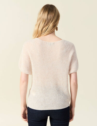 Pull manches courtes creme femme