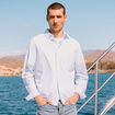 Chemise en coton manches longues bleu ciel homme