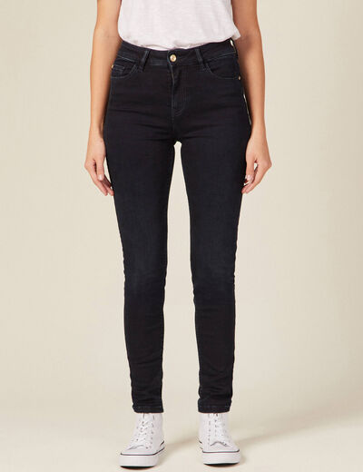 Jeans skinny taille haute denim blue black femme