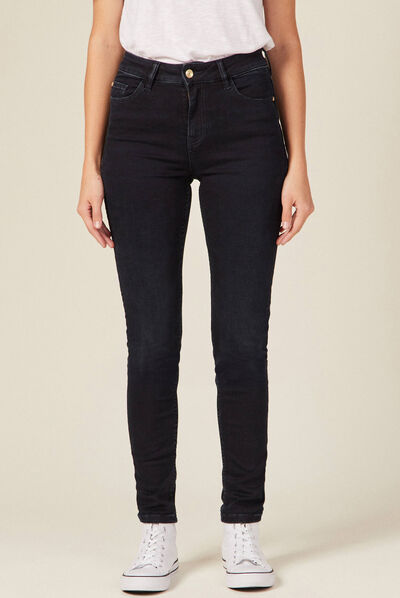 Jeans skinny taille haute denim blue black femme