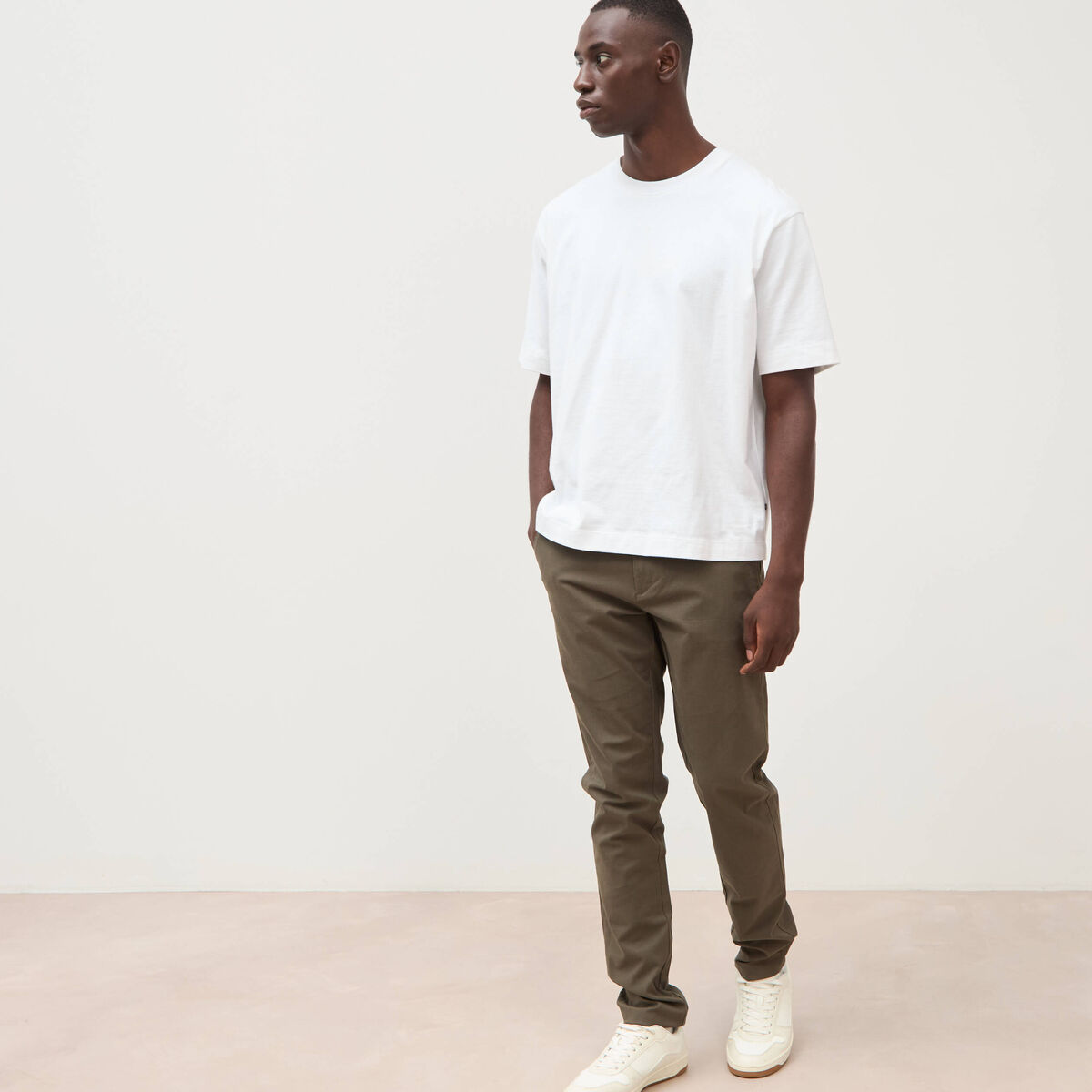 Pantalon chino slim taupe homme