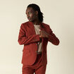Veste blazer cintr&eacute; marron cognac homme