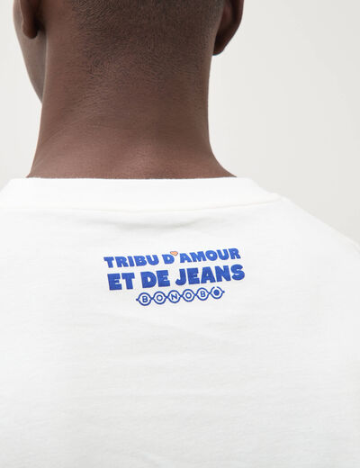 T-shirt droit col rond manches courtes ecru homme