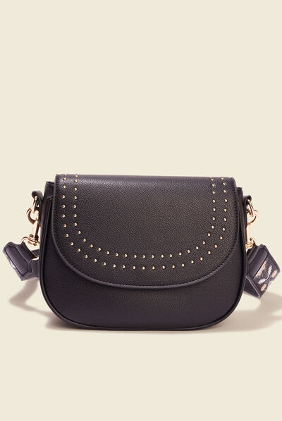 Sac besace avec clous noir femme