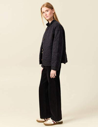 Veste oversize manches longues doubl&eacute;e gris fonc&eacute; femme