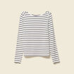 T-shirt ray&eacute; ajust&eacute; manches longues bleu femme