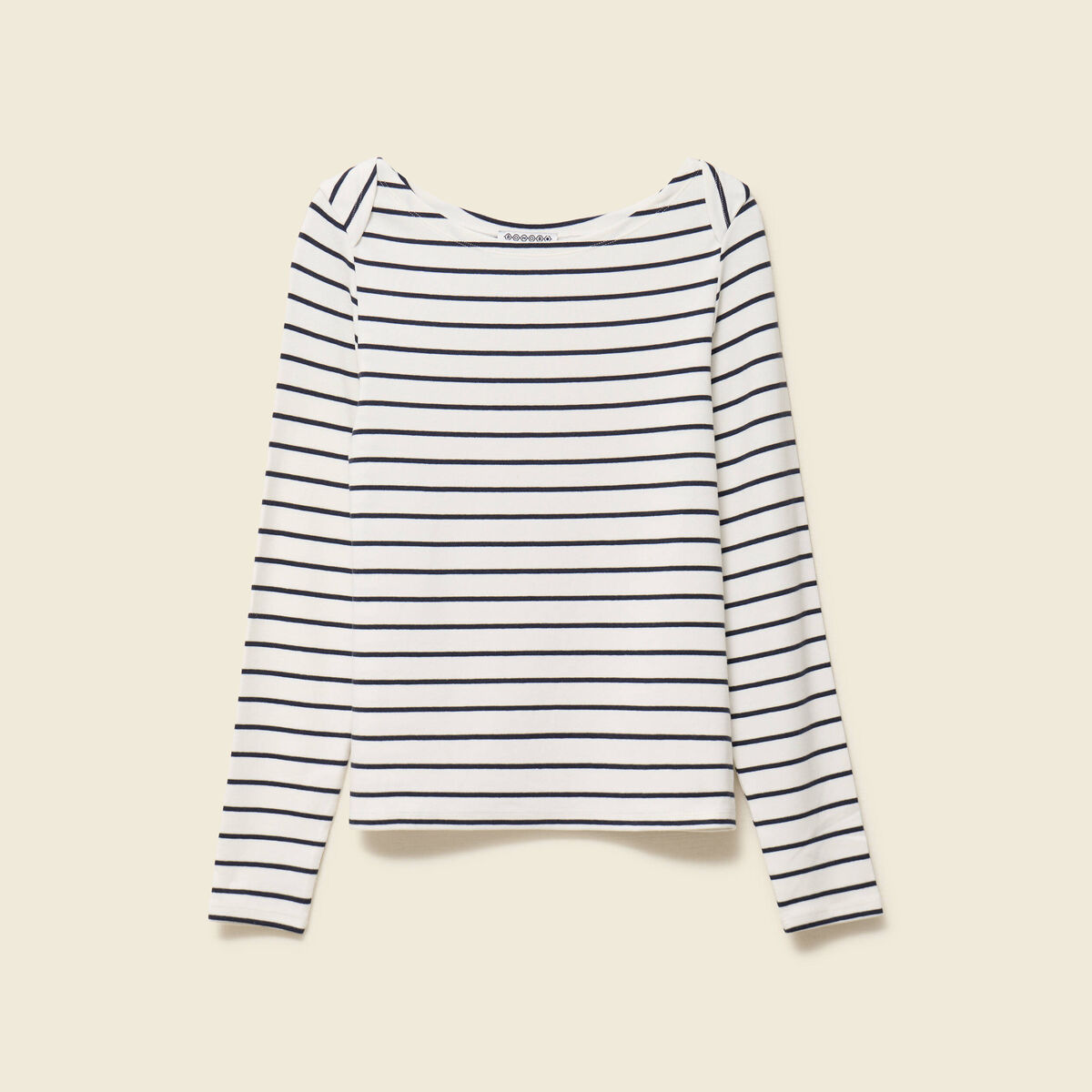 T-shirt ray&eacute; ajust&eacute; manches longues bleu femme