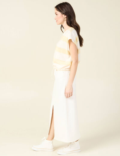 T-shirt manches courtes jaune clair femme