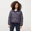 Doudoune droite courte col montant marron femme