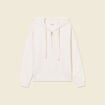Pull &agrave; capuche zipp&eacute; creme femme