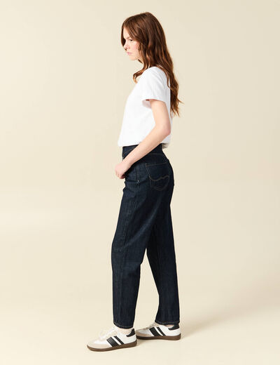 Jeans straight taille haute denim brut rinse femme