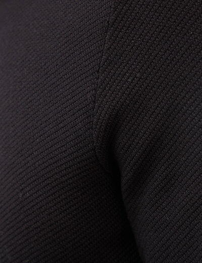 Pull fin col montant manches longues noir homme